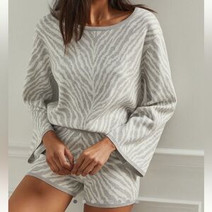 Anthropologie x Jodie Dolan Trudy Knit Gray Zebra lounge Pajama Set